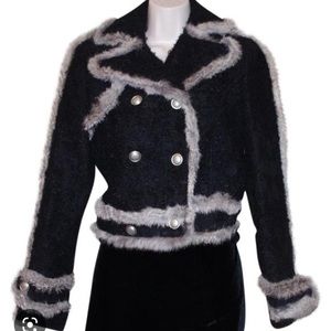 WALTER WOOL MOHAIR N REAL FUR TRIM CHANNEL TYPE COAT SIZE 10 EUC